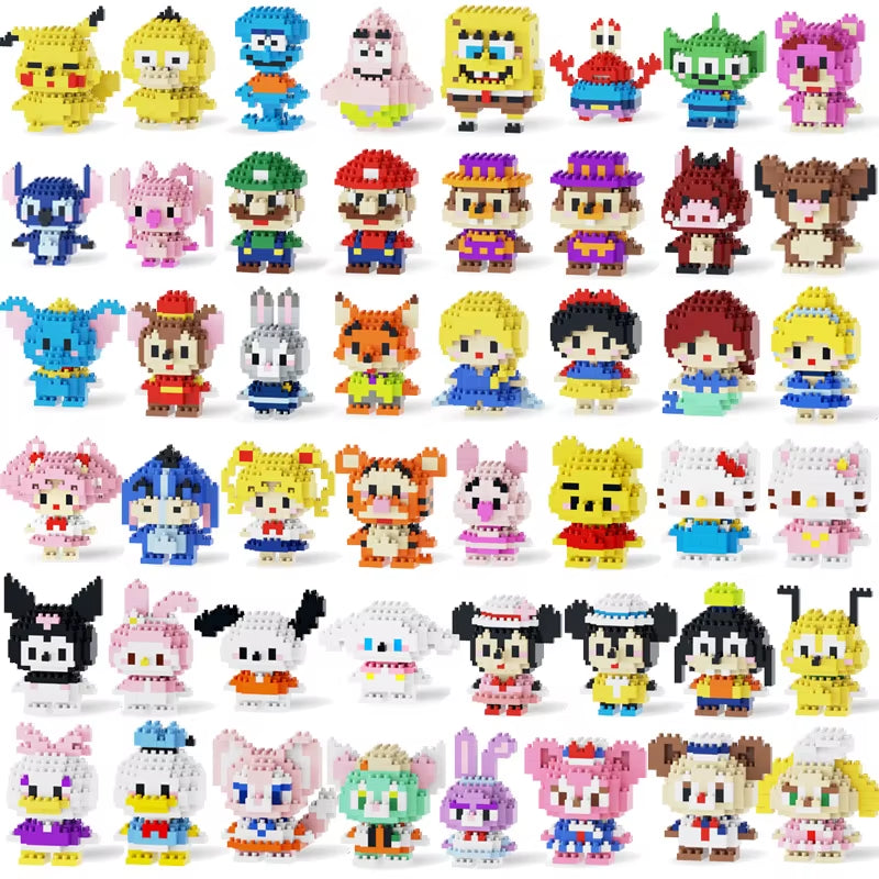 Wholesale Mini Plastic ABS Building Blocks Figures Children'S DIY Toys Set Animation Building Box Packed-For Ages 5 to 7 Years