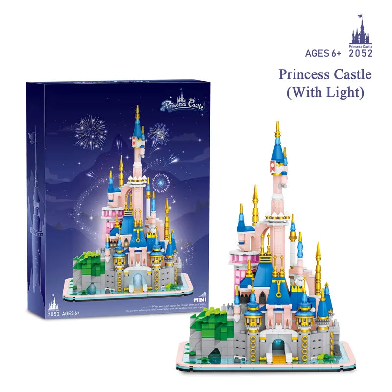 Princess Castle Lighting Mini Blocks Kids DIY Construction Toy Model Toy Plastic Building Blocks Set Birthday Gift for Girls