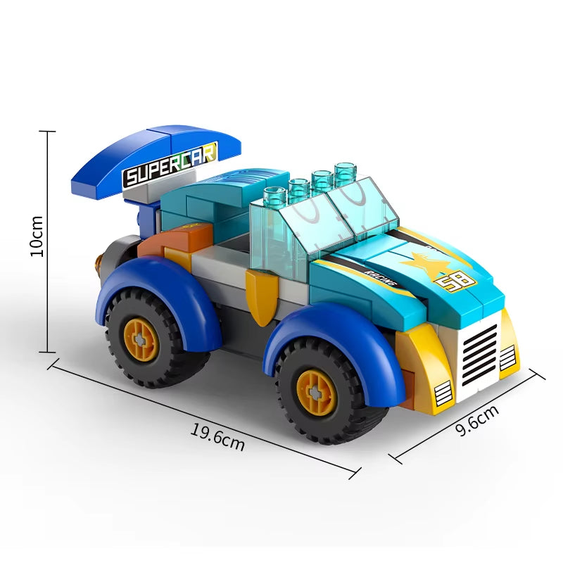2024 NEW Racing Car Building Blocks for Children Cute Kids Block Toy Car World Boy Toy