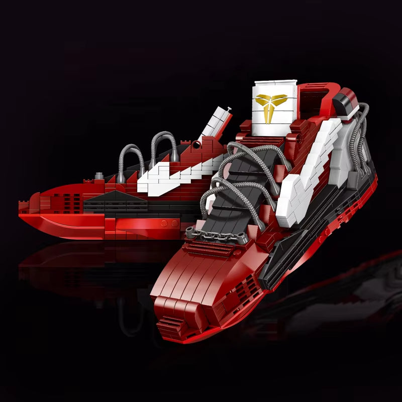 Kobe Basketball Shoes Building Blocks Red Snake Port Shoes Memorial and Collectible Toys Red Combat Boots Toys (NO.69960)